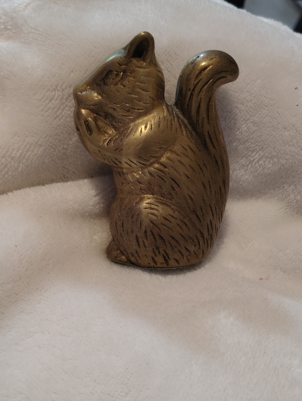 Brass Squirrel Figurine - Brown Finish